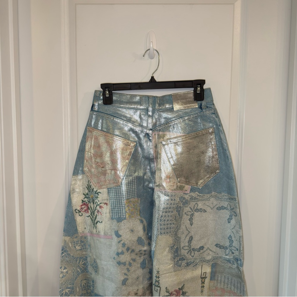 Free People We The Free Illusions Printed Relaxed Jeans in Sky Combo - Picture 13 of 16